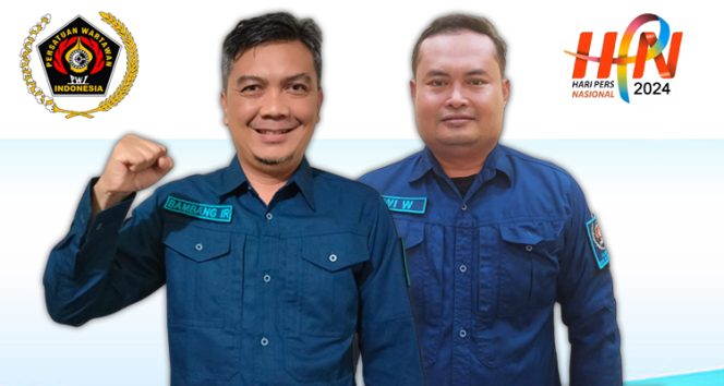 Ketua PWI Kabupaten Kutai Kartanegara Bambang Irawan bersama Sekretaris PWI Kutai Kartanegara Andi Wibowo.(kumalanews)