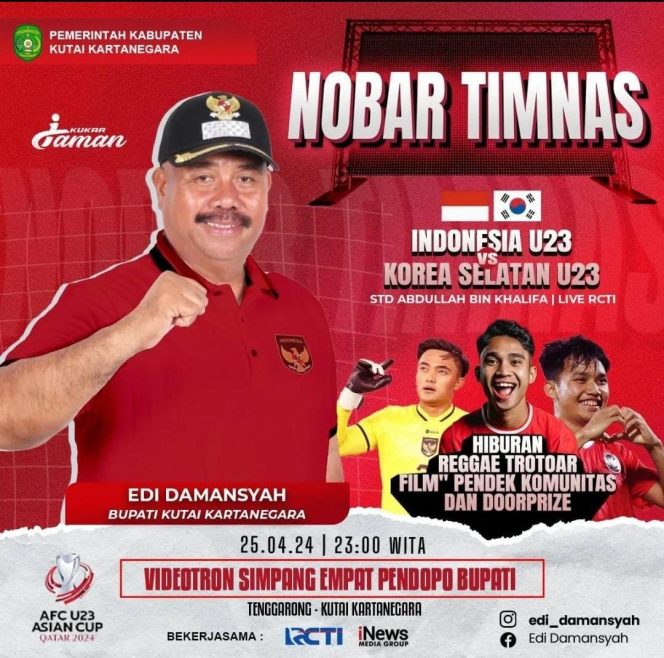 Pemkab Kukar Gelar Nobar Piala AFC U-23 Asian Cup 2024.(istimewa)