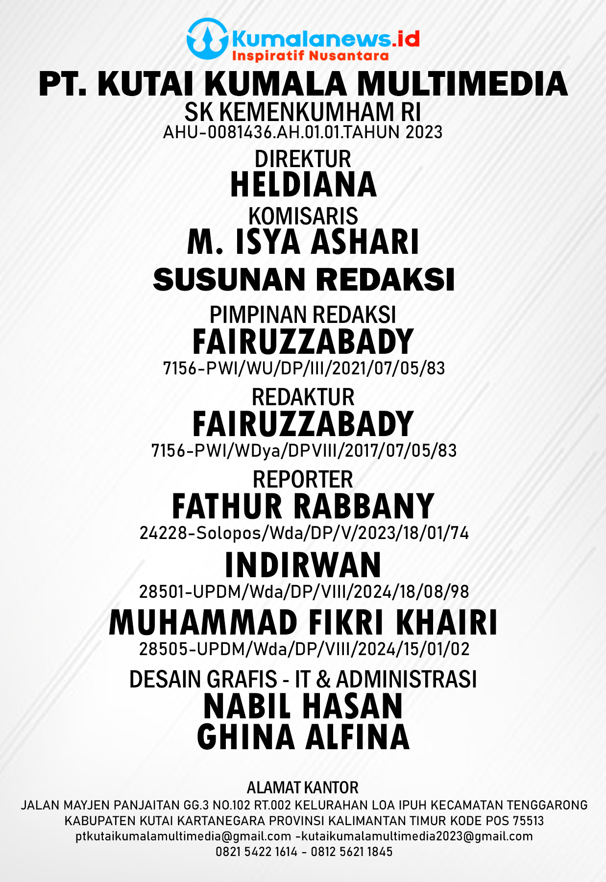 susunan pt dan redaksi kkm