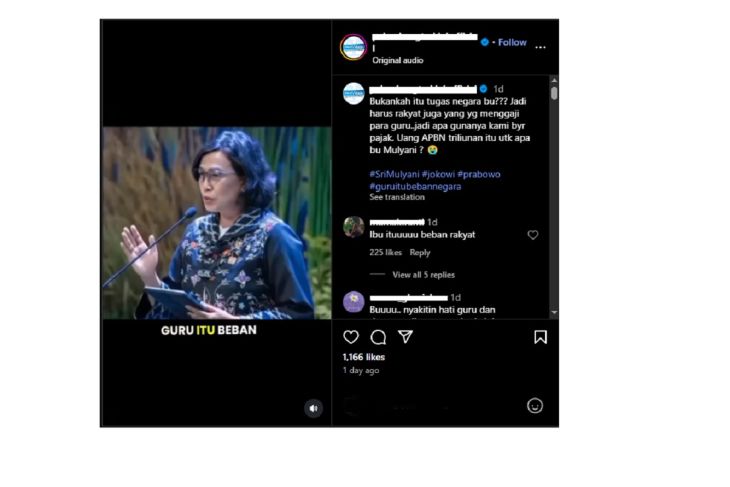 Hoaks Sri Mulyani Guru beban negara