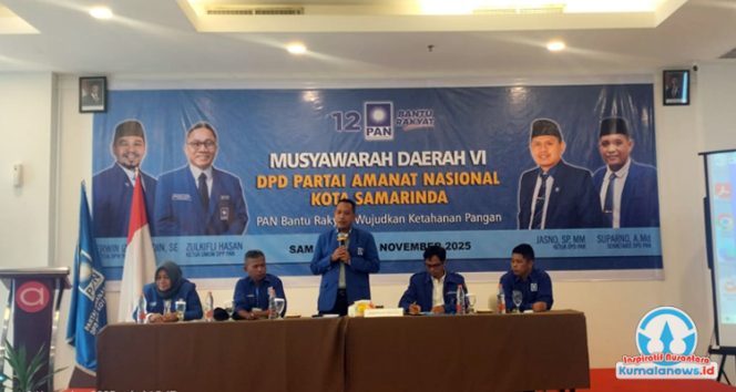 
 Dewan Pimpinan Daerah (DPD) Partai Amanat Nasional (PAN) Kota Samarinda menggelar Musyawarah Daerah (Musda) VI dengan tema “PAN Bantu Rakyat, Wujudkan Ketahanan Pangan”, di Hotel Amaris Samarinda, Sabtu (8/11/2025).