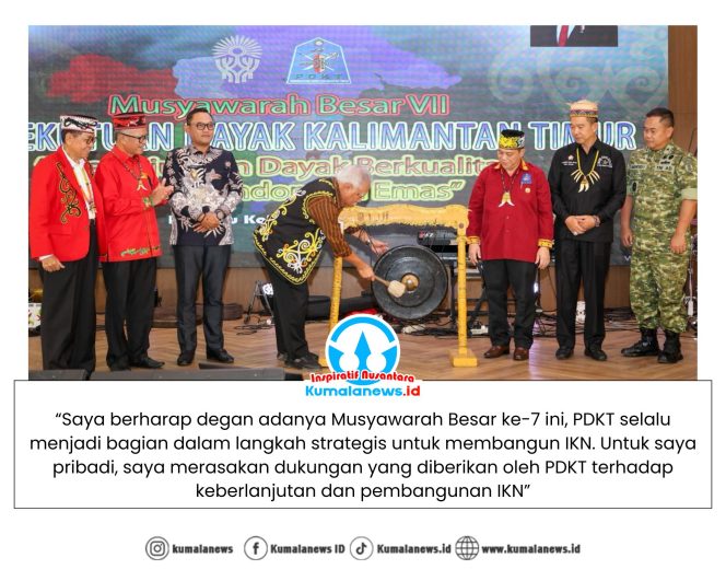 
 Kepala Otorita IKN, Basuki Hadimuljono, membuka Musyawarah Besar (Mubes) ke-VII Persekutuan Dayak Kalimantan Timur (PDKT) di Multifunction Hall Kantor Bersama 3, KIPP Nusantara, Sabtu (24/1/2026). Dok. Humas Otorita Ibu Kota Nusantara.