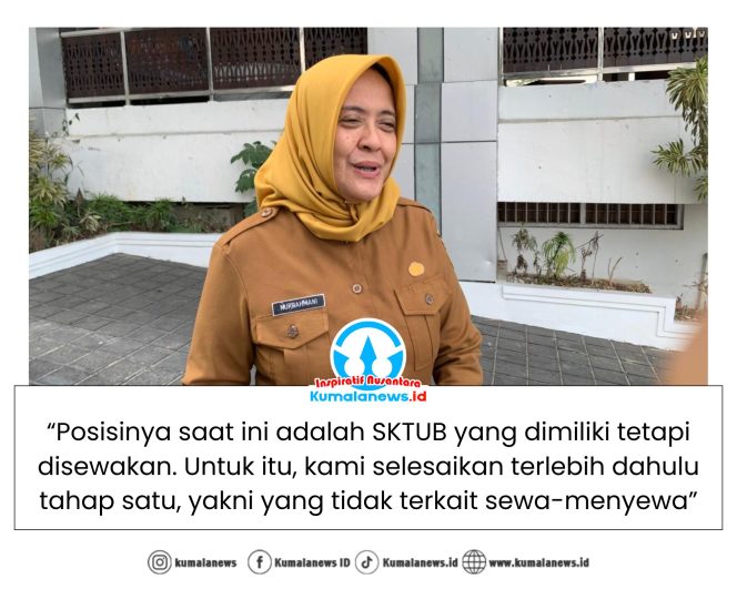 
 Kepala Dinas Perdagangan Kota Samarinda, Nurrahmi (Yama), memberikan keterangan kepada media terkait fokus Disdag dalam menyelesaikan tahap pertama penataan Surat Keterangan Tempat Usaha Berjualan (SKTUB).