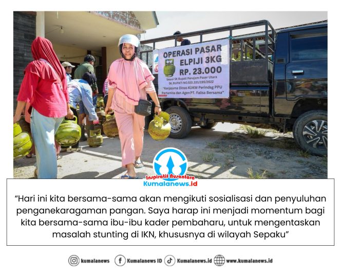 
 Otorita IKN menyelenggarakan Operasi Pangan Murah (OPM) dan penyuluhan penganekaragaman pangan bagi kader PKK dan Posyandu di Kantor Kecamatan Sepaku, Kabupaten Penajam Paser Utara, Selasa (27/1/2026). Dok: Humas Otorita Ibu Kota Nusantara.