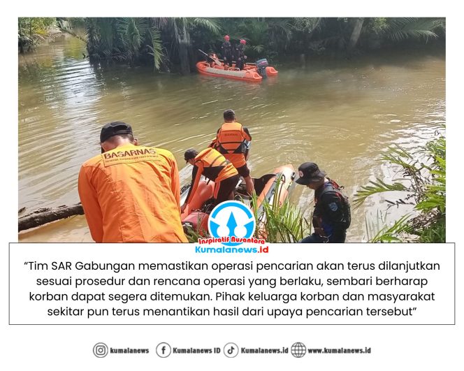 
 Tim SAR Gabungan terus melanjutkan operasi pencarian terhadap seorang warga yang dilaporkan hilang setelah diterkam buaya di Sungai Sangkuranai, Kecamatan Batu Engau, Kabupaten Paser, Kalimantan Timur.
Foto: Basarnas Kaltim