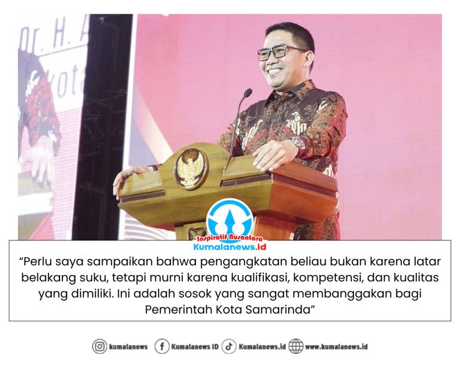 
 Wali Kota Samarinda, Andi Harun, menyampaikan sambutan dan arahan dalam Perayaan Natal 2025 dan Syukur Tahun Baru 2026 Umat Kristen se-Kota Samarinda yang berlangsung di Plenary Hall Sempaja, Jumat malam (23/1/2026). Foto: Yana Ashari.