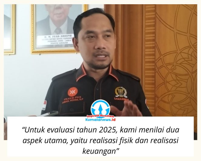 
 Anggota Komisi III DPRD Kota Samarinda, Abdul Rohim, memberikan keterangan pers kepada media usai rapat hearing bersama Dinas Pemadam Kebakaran dan Penyelamatan (Disdamkar) Kota Samarinda terkait realisasi fisik dan keuangan TA 2025 serta rencana kegiatan fisik dan keuangan TA 2026, Senin (12/1/2026). Foto: Yana Ashari