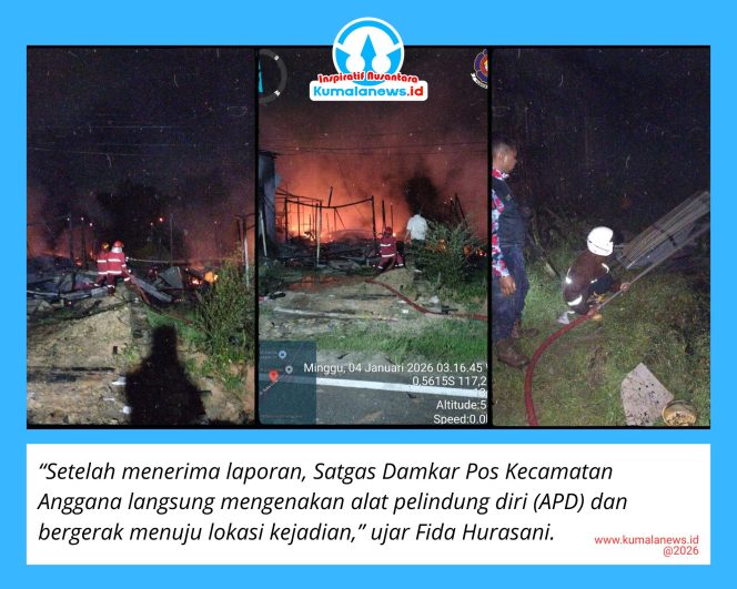 
 Kebakaran Dini Hari di Anggana, Lima Rumah Terbakar dan Satu Warga Meninggal Dunia