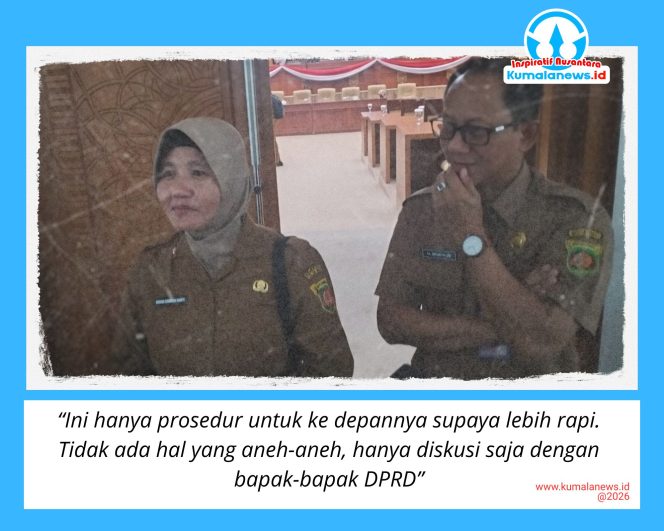 
 Kepala Inspektorat Kota Samarinda, Neneng Chamelia Santi, didampingi Inspektur Pembantu Khusus Mukhlis, memberikan keterangan kepada media terkait hasil rapat tertutup bersama Komisi I DPRD Kota Samarinda yang menegaskan tidak adanya kerugian negara, Senin (5/1/2026).
Foto: Yana Ashari