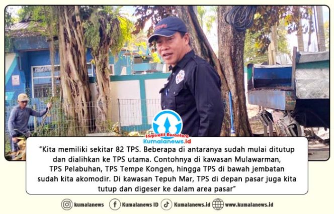 
 Kepala Dinas Lingkungan Hidup Kota Samarinda, Suwarso, saat meninjau Tempat Pembuangan Sementara (TPS) Taman Cerdas, Kamis (15/1/2026). Peninjauan dilakukan sebagai bagian dari penataan kota serta pemasangan tiang listrik untuk penerangan di sekitar TPS. Foto: Yana Ashari