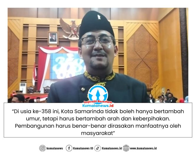 
 Ketua Komisi II DPRD Kota Samarinda, Iswandi, memberikan keterangan kepada media usai mengikuti Rapat Paripurna DPRD Kota Samarinda Masa Persidangan I Tahun 2026 dalam rangka peringatan Hari Jadi Kota Samarinda ke-358 dan Hari Jadi Pemerintah Kota Samarinda ke-66, Rabu (21/1/2026) malam. Foto: Yana Ashari.
