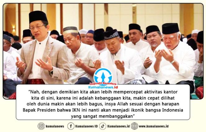 
 Sholat Subuh berjamaah perdana di Masjid Negara Ibu Kota Nusantara (IKN) digelar khidmat di tengah suasana teduh Nusantara pada Minggu (11/01/2026). Agenda dilanjutkan dengan peninjauan kesiapan operasional Masjid Negara menyambut bulan suci Ramadan. Foto: Humas Otorita Ibu Kota Nusantara