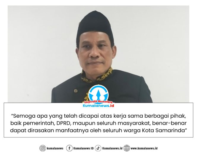 
 Sekretaris DPRD Kota Samarinda, Agus Tri Sutanto, memberikan keterangan pers kepada media usai mengikuti Rapat Paripurna DPRD Kota Samarinda Masa Persidangan I Tahun 2026 dalam rangka peringatan Hari Jadi Kota Samarinda ke-358 dan Hari Jadi Pemerintah Kota Samarinda ke-66, Rabu (21/1/2026) malam. Foto: Yana Ashari.