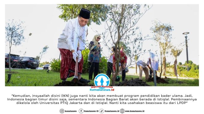
 Dibuka dengan kegiatan penanaman Pohon Zaitun, Menteri Agama RI, Nasaruddin Umar, menunaikan rangkaian kegiatan di Ibu Kota Nusantara (IKN), termasuk salat tarawih berjamaah di Masjid Negara IKN, pada Jumat (20/2/2026). Dok: Humas Otorita Ibu Kota Nusantara.