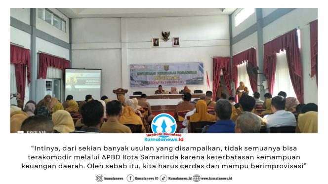 
 Tampak suasana kegiatan Musyawarah Perencanaan Pembangunan (Musrenbang) Kecamatan Samarinda Ulu Tahun 2026 dalam rangka penyusunan RKPD Kota Samarinda Tahun 2027 yang digelar di Aula Kantor Kecamatan Samarinda Ulu. Foto: Yana Ashari.