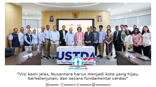 
 Otorita IKN resmi menandatangani kontrak kerja sama asistensi teknis solusi Smart City hasil dana hibah pemerintah AS bernilai 2,49 juta dolar AS melalui U.S. Trade and Development Agency (USTDA) di Kantor Otorita IKN pada Rabu (25/02/2026). Dok: Humas Otorita Ibu Kota Nusantara.