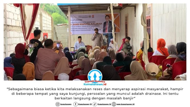 
 Anggota DPRD Kota Samarinda, Samri Shaputra, saat melaksanakan Reses Masa Persidangan I Tahun 2026 di Jalan Sultan Hasanuddin Gang Langgar Blok H RT 08, Kelurahan Baqa, Kecamatan Samarinda Seberang, Senin (9/2/2026). Foto: Yana Ashari.