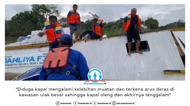 
 Petugas Polairud bersama warga setempat mengevakuasi penumpang KM Dahliya F3 yang tenggelam di perairan Sungai Mahakam, kawasan Ulak Besar, Desa Rantau Hempang, Kecamatan Muara Kaman, Kabupaten Kutai Kartanegara, Kamis (12/2/2026) sekitar pukul 16.30 Wita.