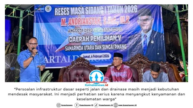 
 Anggota DPRD Kota Samarinda, Muhammad Andriansyah (Aan), menyerap aspirasi warga dalam kegiatan Reses Masa Sidang I Tahun 2026 di Daerah Pemilihan V yang meliputi Kecamatan Samarinda Utara dan Sungai Pinang.
