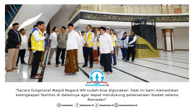 
 Menjelang Ramadan 1447 H, Waki Menteri Agama, R. Muhammad Syafi’i, melakukan kunjungan kerja ke IKN guna memastikan kesiapan sarana ibadah dan infrastruktur pendukung di Masjid Negara IKN. Dok: Humas Otorita Ibu Kota Nusantara.