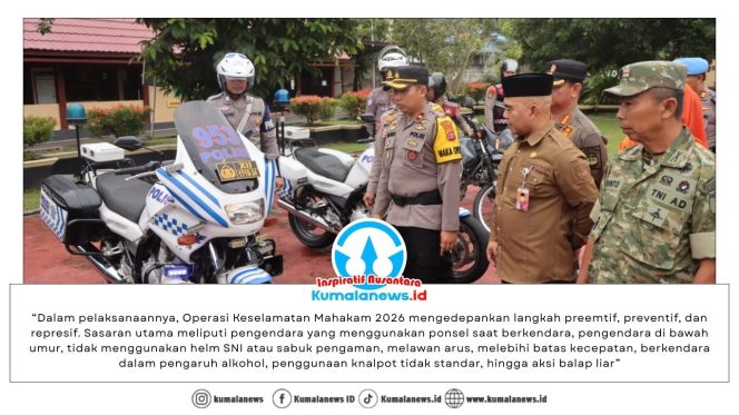 
 Wakapolres Kutai Kartanegara, Kompol Izdiharuddin Faris Raharja Putra, bersama Asisten I Setkab Kukar, Akhmad Taufik Hidayat, saat mengecek kesiapan pasukan dalam pelaksanaan Operasi Keselamatan Mahakam Tahun 2026. Dok: Humas Polres Kukar.