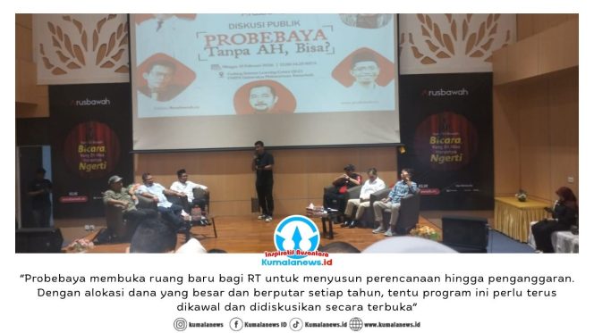 
 Suasana forum diskusi publik bertajuk “Probebaya Tanpa AH, Bisa?” yang digelar oleh media lokal arusbawah.co di Gedung Science Learning Center (SLC) FMIPA Universitas Mulawarman, Jalan Barong Tongkok No. 4, Kelurahan Gunung Kelua, Kecamatan Samarinda Ulu, Kota Samarinda, Minggu (15/2/2026). Foto: Yana Ashari.