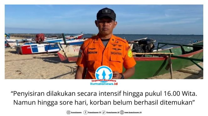
 Kepala Seksi Operasi dan Siaga Kantor SAR Balikpapan, Endrow Sasmita, menyampaikan keterangan terkait pencarian ABK KM Nur Aliyah di perairan Lawe-Lawe, Balikpapan, yang diperluas setelah hari pertama belum membuahkan hasil. Dok: Basarnas Kaltim.