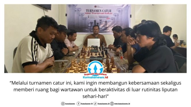 
 Ketua PWI Kutai Kartanegara, Andi Wibowo, saat membuka Turnamen Catur Antar Wartawan dalam rangka peringatan Hari Pers Nasional (HPN) 2026 yang digelar PWI Kukar. Foto: Fairuzzabady.
