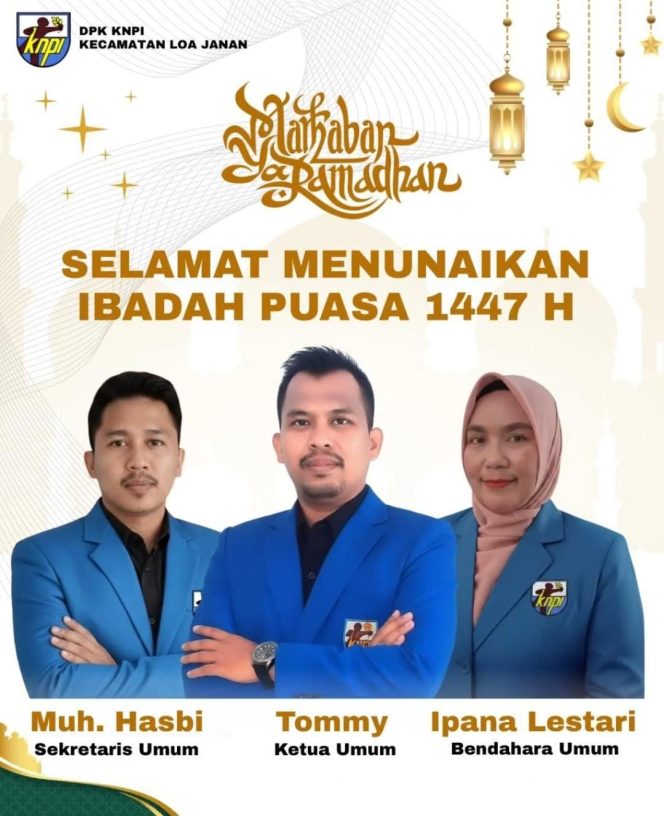 
 Flayer ucapan menyambut datangnya bulan suci Ramadan 1447 Hijriah dari Dewan Pengurus Kecamatan KNPI Loa Janan, Kutai Kartanegara. Dok: DPK KNPI Loa Janan.