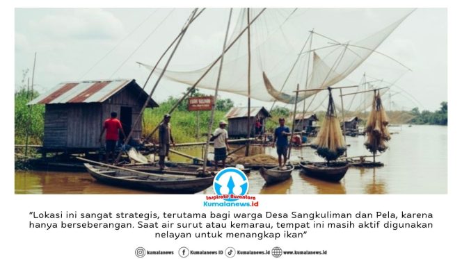 
 Aktivitas nelayan tradisional di Desa Sangkuliman dan sekitarnya tampak berlangsung tenang di tepian Luah Caki. Di kawasan inilah mereka menggantungkan hidup, menjemput rezeki dari perairan yang menjadi urat nadi desa. Sejumlah alat tangkap tradisional terlihat berjejer rapi di pinggir aliran luah, menjadi penanda keseharian warga yang setia menjaga warisan cara menangkap ikan secara turun-temurun. Dok: Rojali – Pokdarwis BMT Sangkuliman.