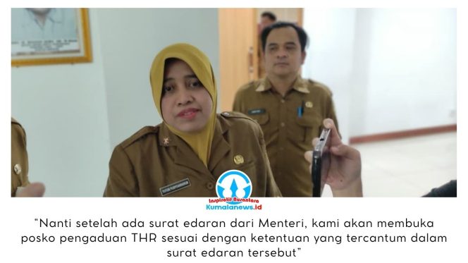 
 Pelaksana Tugas (Plt) Kepala Dinas Ketenagakerjaan (Disnaker) Kota Samarinda, Yuyun Puspita Ningrum, memberikan keterangan pers usai mengikuti Rapat Dengar Pendapat (hearing) bersama Komisi IV DPRD Kota Samarinda terkait pembahasan UMP/UMK Tahun 2026. Foto: Yana Ashari.