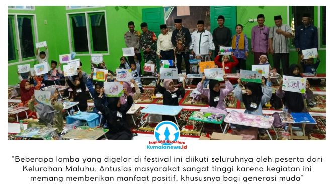
 Suasana pembukaan Festival Ramadhan ke-VI Kelurahan Maluhu tahun 2026 berlangsung meriah di Masjid Darussalam, Kamis (5/3/2026) malam. Kegiatan tersebut secara resmi dibuka oleh Camat Tenggarong, Syukur Eko Budi Santoso, dan dihadiri masyarakat serta para peserta lomba yang turut memeriahkan rangkaian festival. Foto: Indirwan.