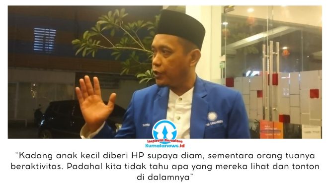 
 Anggota Komisi I DPRD Kota Samarinda, Suparno, memberikan keterangan kepada awak media terkait dukungannya terhadap rencana pemerintah pusat untuk membatasi akses media sosial bagi anak usia 8 hingga 16 tahun. Foto: Yana Ashari.