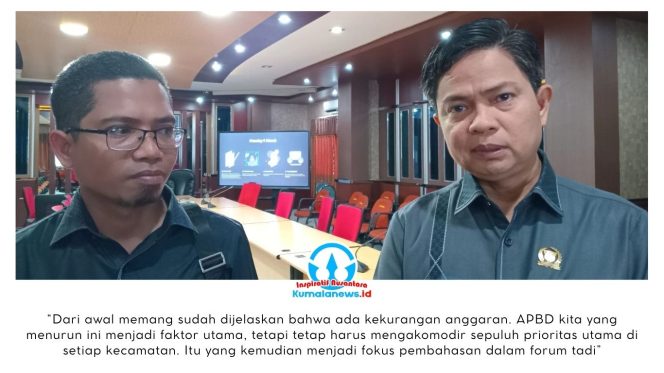 
 Anggota Komisi IV DPRD Kota Samarinda, Harminsyah dan Ismail Latisi memberikan keterangan pers usai menghadiri Forum Lintas Perangkat Daerah dalam rangka penyusunan Rencana Kerja Pemerintah Daerah (RKPD) Kota Samarinda Tahun 2027 Misi I. Dalam kesempatan tersebut, ia menyoroti sejumlah hal penting, mulai dari kondisi anggaran daerah hingga perlunya penguatan sumber daya manusia (SDM). Foto: Yana Ashari.