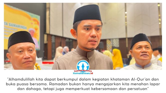 
 Plt. Ketua DPD Partai Golkar Kota Samarinda, Andi Satya Adi Saputra yang juga Wakil Ketua Komisi IV DPRD Provinsi Kalimantan Timur, memberikan keterangan kepada awak media didampingi Wakil Ketua DPRD Kota Samarinda, Rusdi, serta Wakil Ketua Komisi II DPRD Kota Samarinda, Andi Saharuddin, usai kegiatan Khataman Al-Qur’an yang dirangkai dengan buka puasa bersama dalam rangka mempererat silaturahmi dan memperkuat ukhuwah Islamiah di bulan suci Ramadan, Rabu (11/3/2026). Foto: Yana Ashari.