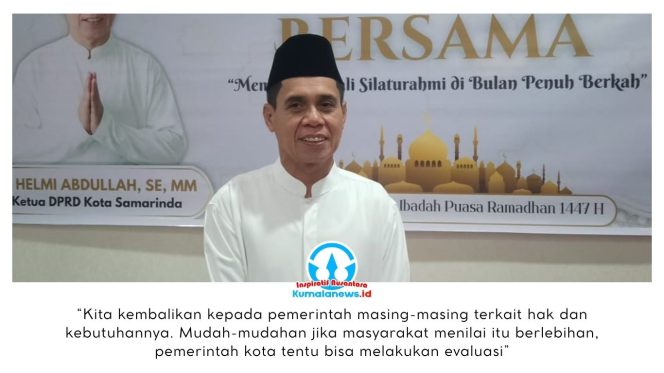 
 Ketua DPRD Kota Samarinda, Helmi Abdullah, memberikan keterangan kepada awak media terkait polemik kendaraan yang digunakan Wali Kota Samarinda, yang disebut bukan merupakan aset pribadi maupun pengadaan pemerintah daerah, melainkan melalui sistem penyewaan. Foto: Yana Ashari.