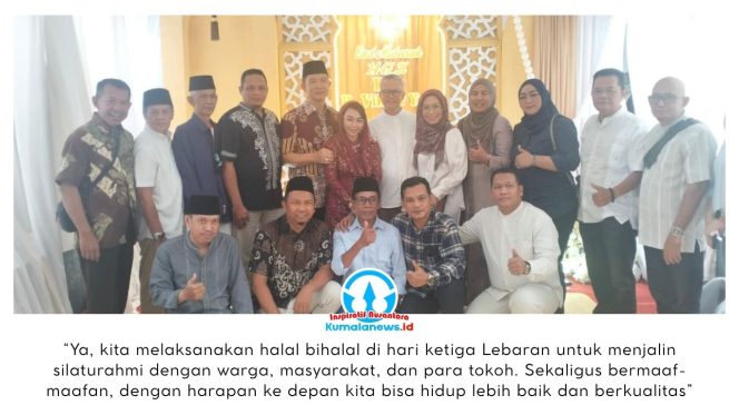 
 Anggota DPRD Kota Samarinda, Viktor Yuan, berfoto bersama para tamu undangan dalam kegiatan Open House dan Halal Bihalal Idulfitri 1447 Hijriah di kediamannya, Perumahan Bumi Sempaja City, Blok FC No. 33, Samarinda, Senin (23/3/2026). Foto: Yana Ashari.