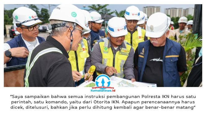 
 Kepala Otorita IKN, Basuki Hadimuljono, bersama jajaran meninjau kawasan perencanaan Kantor Pendukung Polresta IKN di KIPP Nusantara, Minggu (12/04/2026). Dok: Humas Otorita Ibu Kota Nusantara.