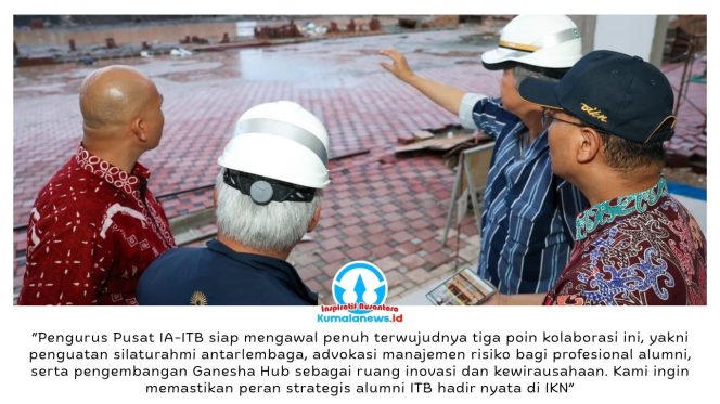 
 Menyambut kunjungan pengurus IA-ITB Kaltim dan IA-ITB Pusat, Kepala Otorita IKN bersama jajaran meninjau sejumlah kawasan di KIPP Nusantara, termasuk progres pembangunan SMA Taruna Nusantara, Minggu (12/04/2026). Dok: Humas Otorita Ibu Kota Nusantara.