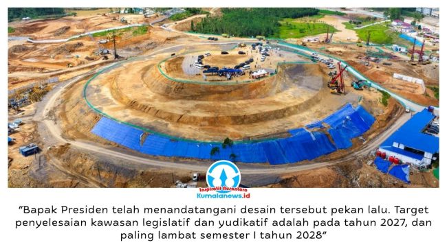 Presiden Prabowo Subianto telah menandatangani desain pembangunan Kawasan Legislatif dan Yudikatif IKN, yang mendapat apresiasi saat kunjungan Pimpinan MPR RI ke lokasi pembangunan kawasan legislatif. Dok: Humas Otorita Ibu Kota Nusantara.