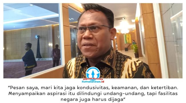 Ketua Komisi I DPRD Kota Samarinda mengingatkan agar rencana aksi tetap berlangsung tertib, aman, dan tidak mengganggu ketertiban umum, meskipun ditujukan kepada pemerintah provinsi. Foto: Yana Ashari.