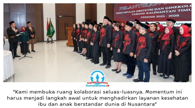 Pengurus Perkumpulan Obstetri dan Ginekologi Indonesia (POGI) Cabang Kalimantan Timur periode 2025–2028 resmi dilantik di Ibu Kota Nusantara (IKN), Sabtu (18/4/2026), di Ruang Multifunction Hall Kemenko 4, sebagai momentum memperkuat kolaborasi dalam meningkatkan layanan kesehatan ibu dan anak. Dok: Humas Otorita Ibu Kota Nusantara.