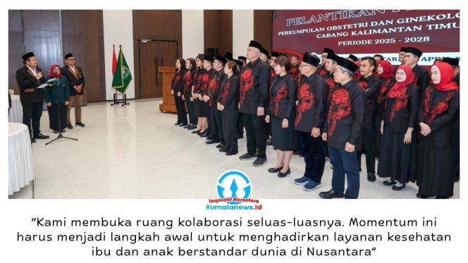 
 Pengurus Perkumpulan Obstetri dan Ginekologi Indonesia (POGI) Cabang Kalimantan Timur periode 2025–2028 resmi dilantik di Ibu Kota Nusantara (IKN), Sabtu (18/4/2026), di Ruang Multifunction Hall Kemenko 4, sebagai momentum memperkuat kolaborasi dalam meningkatkan layanan kesehatan ibu dan anak. Dok: Humas Otorita Ibu Kota Nusantara.