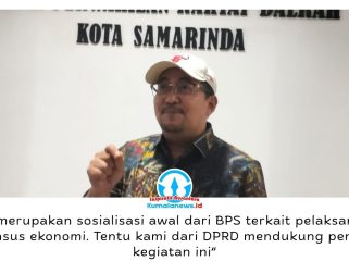 Ketua Komisi II DPRD Kota Samarinda, Iswandi, memberikan keterangan kepada awak media usai rapat audiensi dan sosialisasi Sensus Ekonomi 2026 bersama Badan Pusat Statistik (BPS) Kota Samarinda di Ruang Rapat Gabungan Lantai 1 DPRD Kota Samarinda, Rabu (15/4/2026). Foto: Yana Ashari.