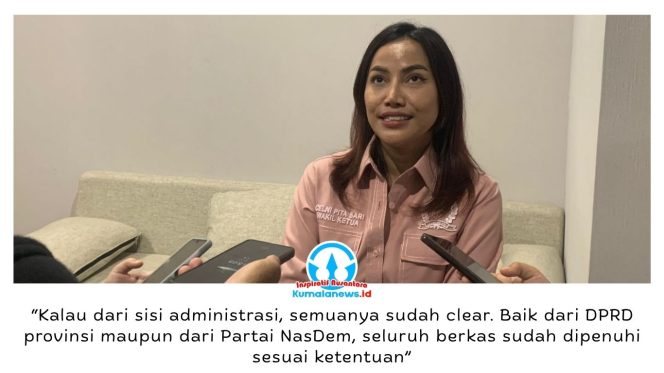 
 Wakil Ketua DPRD Kota Samarinda, Celni Pita Sari, memberikan keterangan bahwa seluruh tahapan administrasi PAW telah rampung dan kini tinggal menunggu persetujuan dari pemerintah pusat. Foto: Yana Ashari.