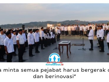 Bupati Kutai Kartanegara Aulia Rahman Basri melantik 119 pejabat pengawas sebagai langkah memperkuat kinerja birokrasi dan meningkatkan kualitas pelayanan publik. Pelantikan berlangsung di Taman Tanjong, Tenggarong, Rabu (29/4/2026). Dok: Prokopim Kukar.