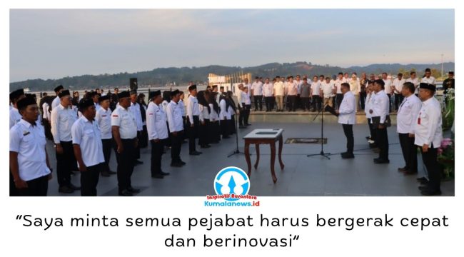 Bupati Kutai Kartanegara Aulia Rahman Basri melantik 119 pejabat pengawas sebagai langkah memperkuat kinerja birokrasi dan meningkatkan kualitas pelayanan publik. Pelantikan berlangsung di Taman Tanjong, Tenggarong, Rabu (29/4/2026). Dok: Prokopim Kukar.