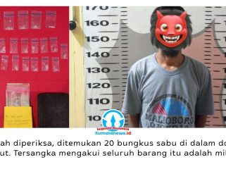 Pelaku penyalahgunaan narkotika berinisial H bersama barang bukti 20 paket sabu berhasil diamankan jajaran Polsek Muara Kaman. Dok: Polsek Muara Kaman.
