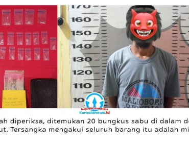 Pelaku penyalahgunaan narkotika berinisial H bersama barang bukti 20 paket sabu berhasil diamankan jajaran Polsek Muara Kaman. Dok: Polsek Muara Kaman.