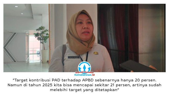 
 Kepala Bagian Ekonomi Kota Samarinda, Nadya Turisna, memberikan keterangan terkait kontribusi Pendapatan Asli Daerah (PAD) terhadap APBD yang berhasil melampaui target yang telah ditetapkan. Foto: Yana Ashari.